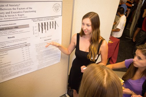 Brittany Allen '14 displays her research with Dr. Steven Rogers